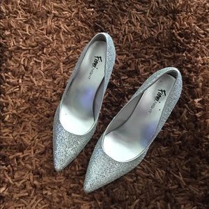Silver glitter heels
